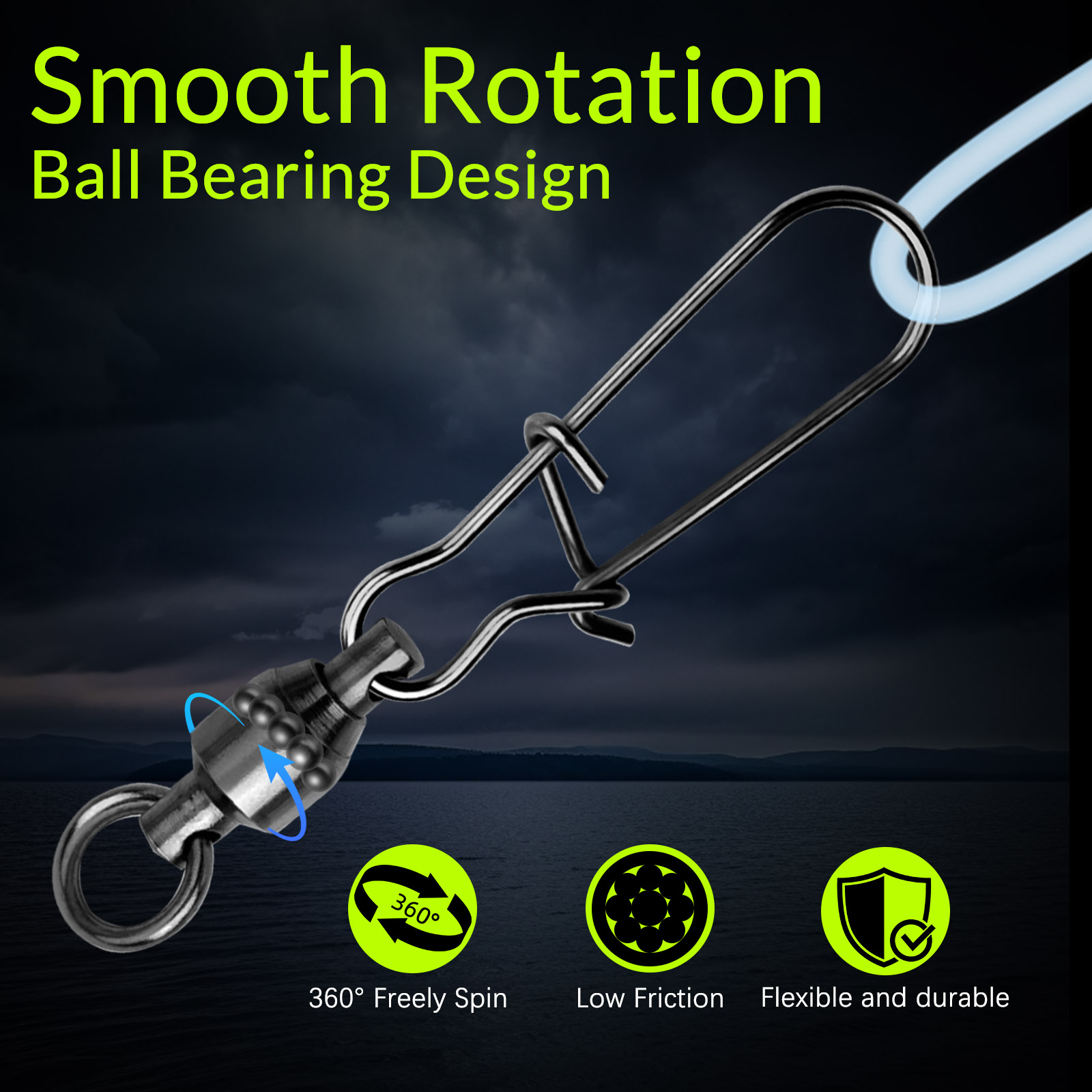 9KM 10PCS Ball Bearing Swivel  – Monofilament Line Bewertung und Preis